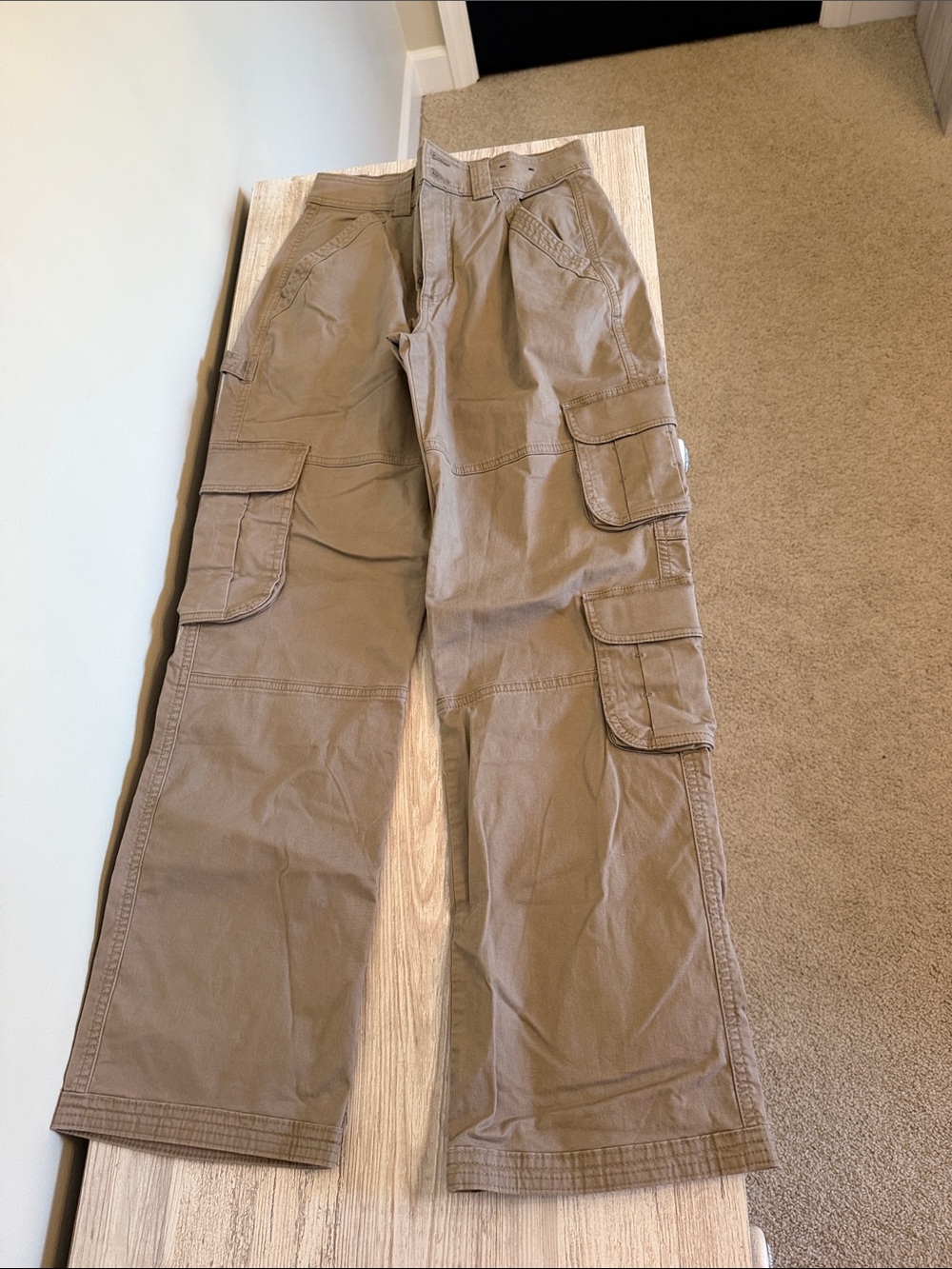 Abercrombie & Fitch Women's Cargo Pants in Khaki Brown